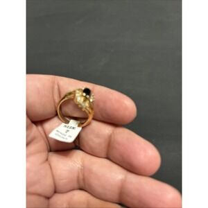 18K KGE Gold Electroplated Marquise Black Sapphire Simulated Diamond Ring Size 7